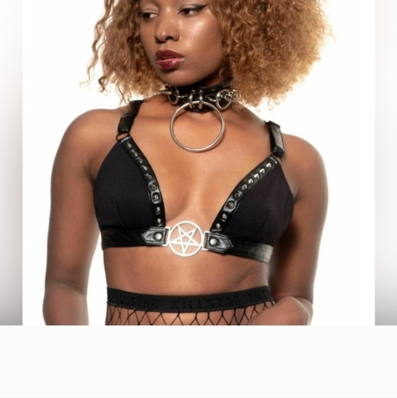 ***SOLD***KILLSTAR NWOT Black Strappy Pentagram Halter Top. XL - Picture 2 of 11